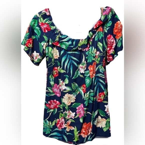 Vivace Island Dreaming Navy Cold Shoulder Style Top Size 1XL - Picture 9 of 16